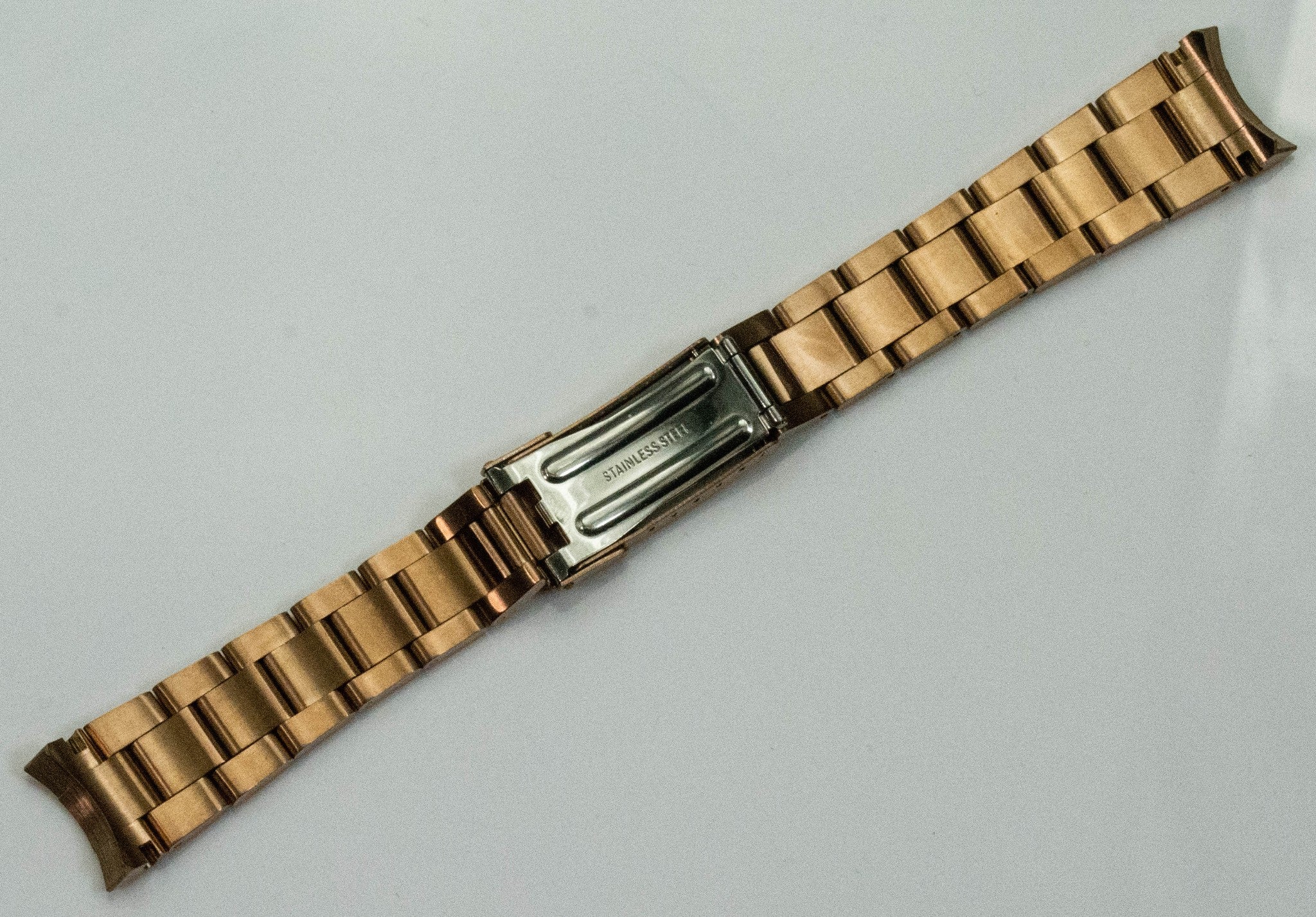 Solid Link Curved End 20mm Rose Gold Plated Rolex Oyster Watch Bracelet Datejust