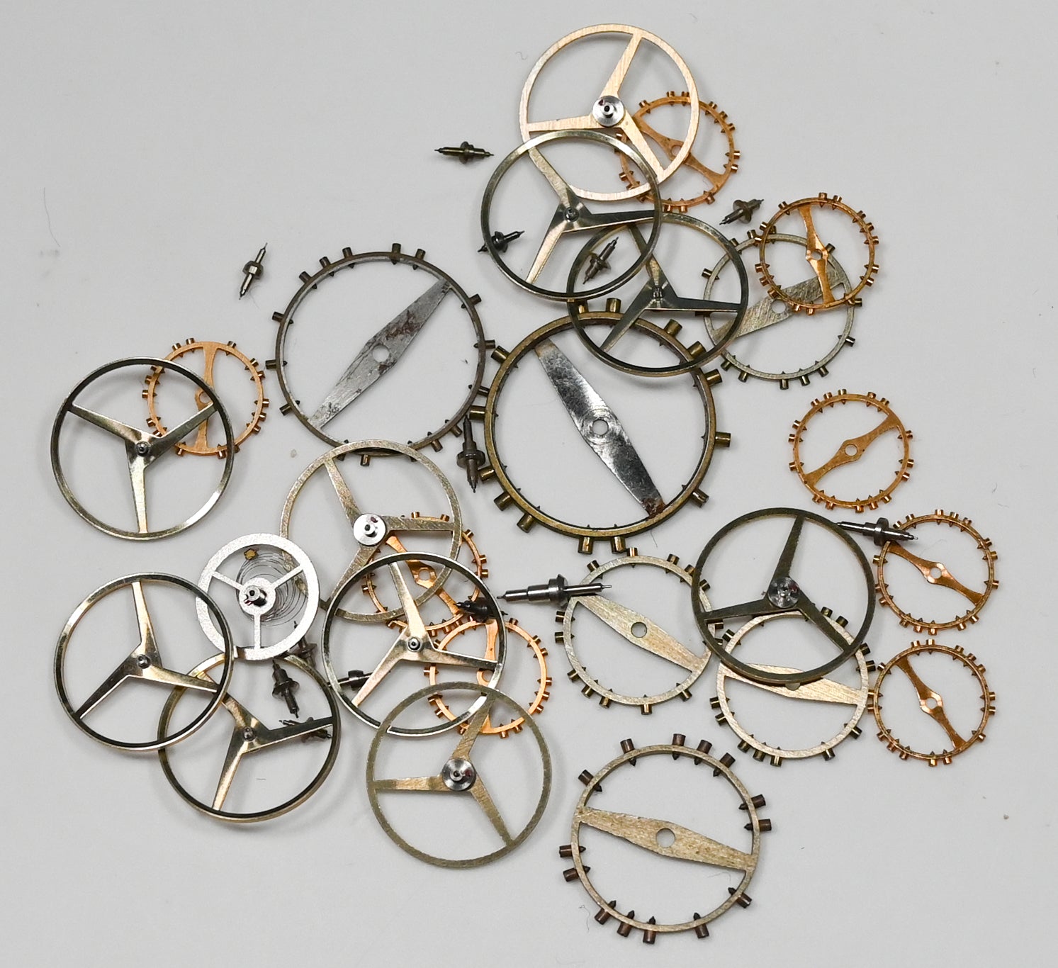 25x New Pocketwatch Balance Wheels & staffs Repairs Parts Spares Watchmakers