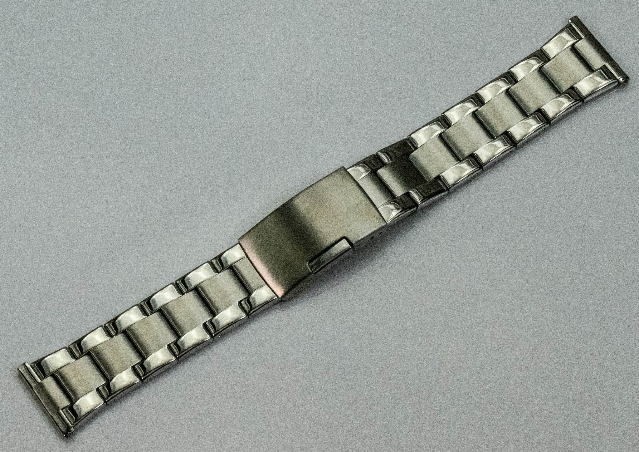 Bracelet Push Button Clasp Silver Stainless Steel Watch 18mm - 22mm Replacement