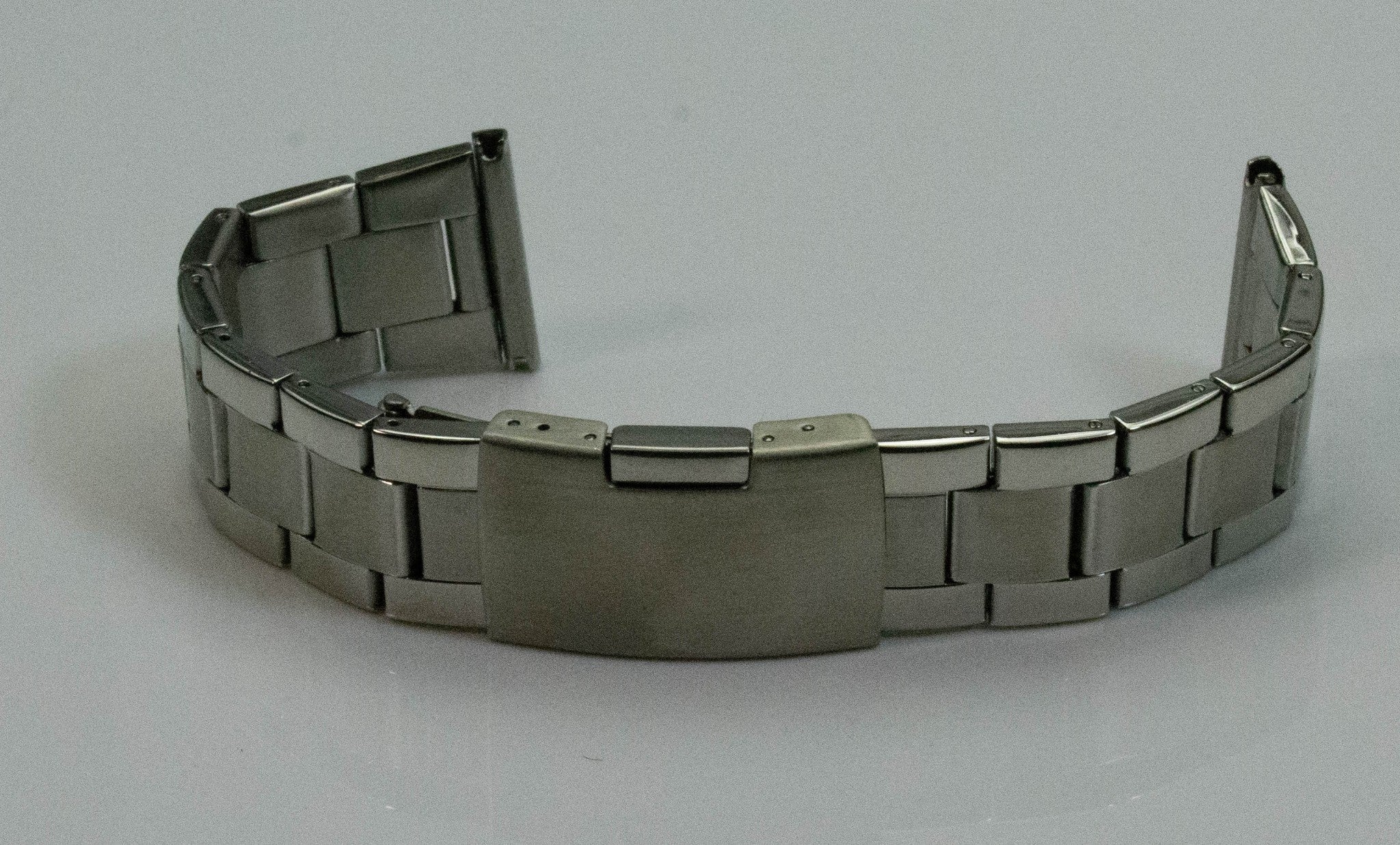 Bracelet Push Button Clasp Silver Stainless Steel Watch 18mm - 22mm Replacement