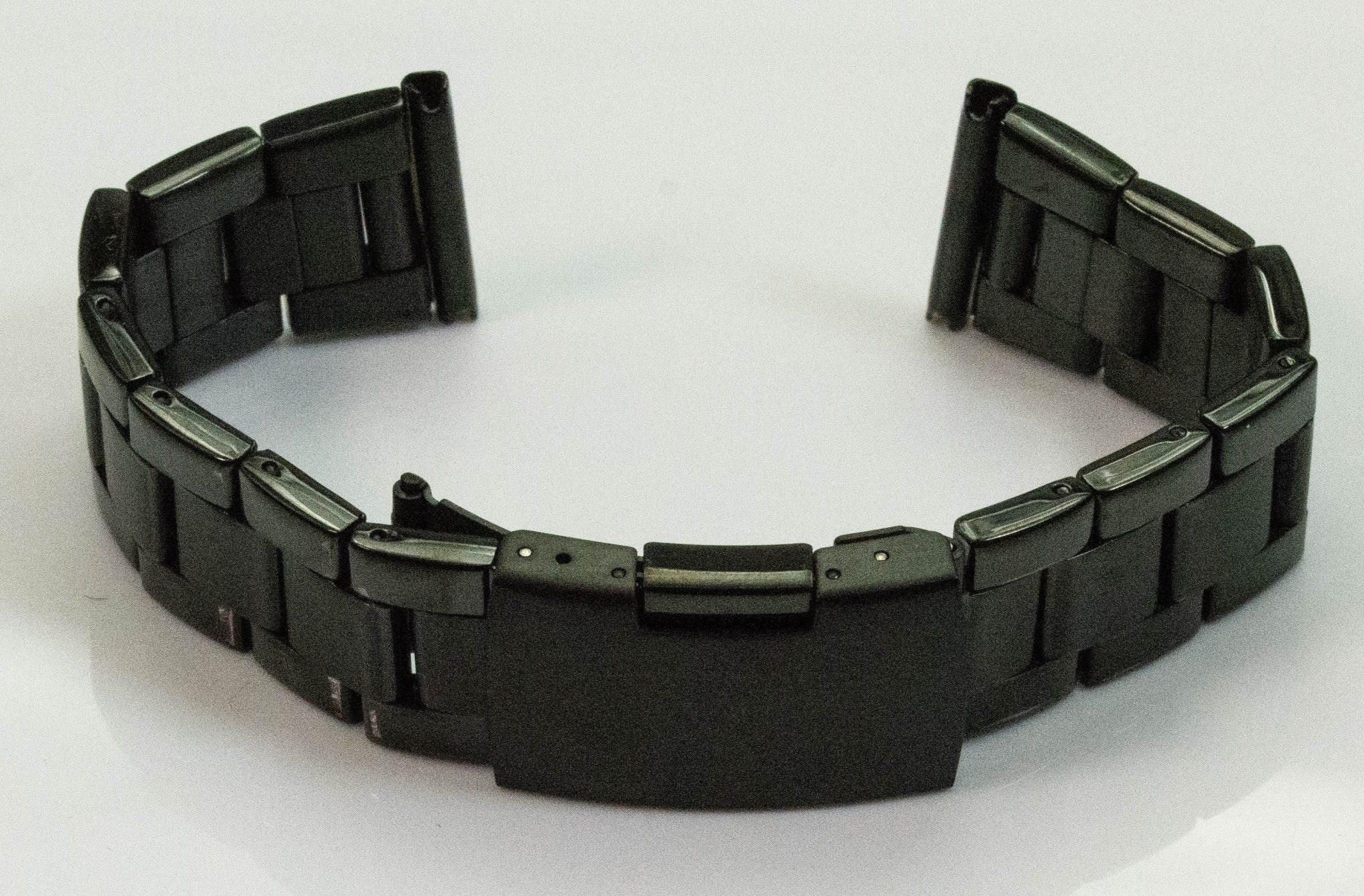 Watch Bracelet Push Button Clasp Black PVD Stainless Steel 18mm 22mm Replacement