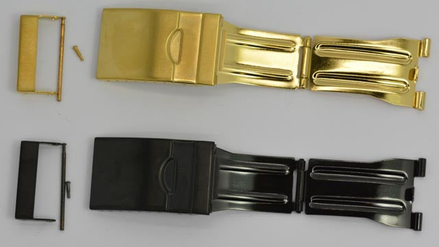 Watch bracelet Strap Buckle Clasp 3 fold safety gold plated or black PVD 12-22mm