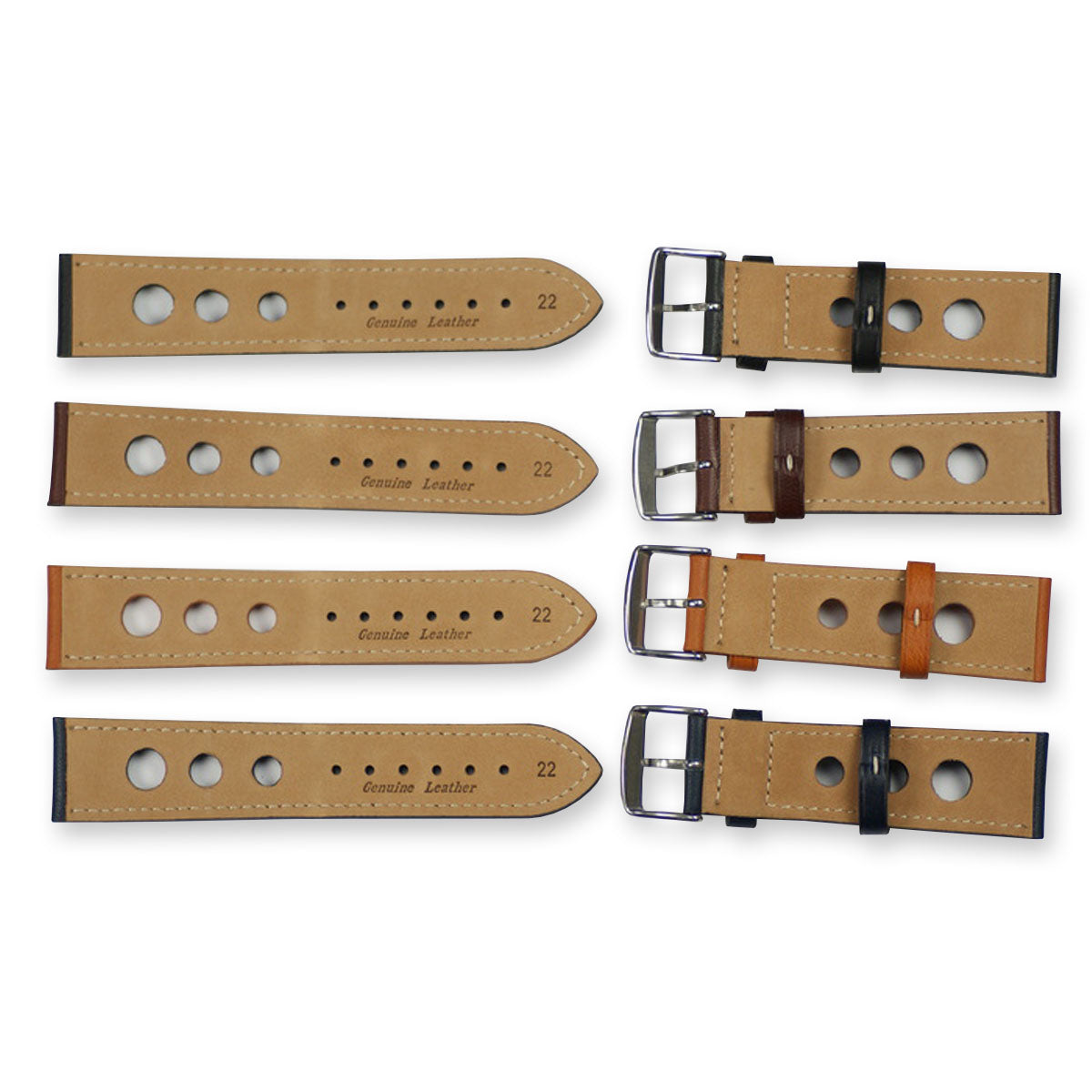 RALLY RACING STRAPS GENUINE QUALITY leather mens watch strap stitched 20mm- 24mm