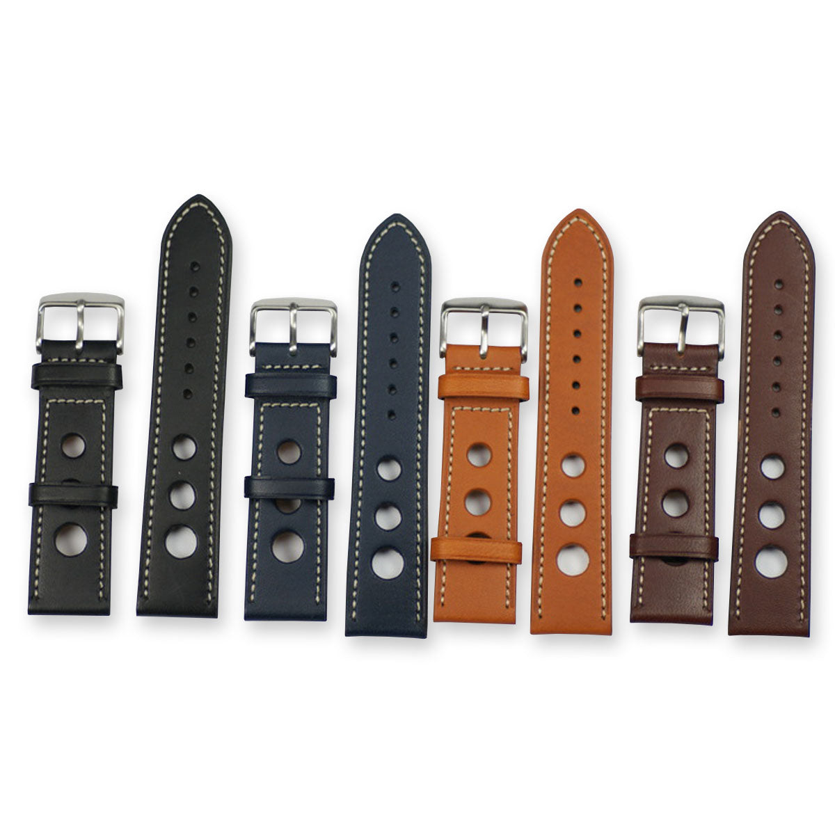 Rally Racing Straps Real Leather Watch Strap Band Brown Blue Black Grand Prix