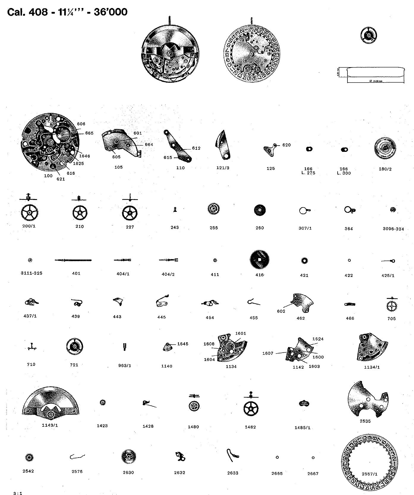 Zenith Vintage Watch Movement Technical PART SHEETS Repairs Data PDF Files