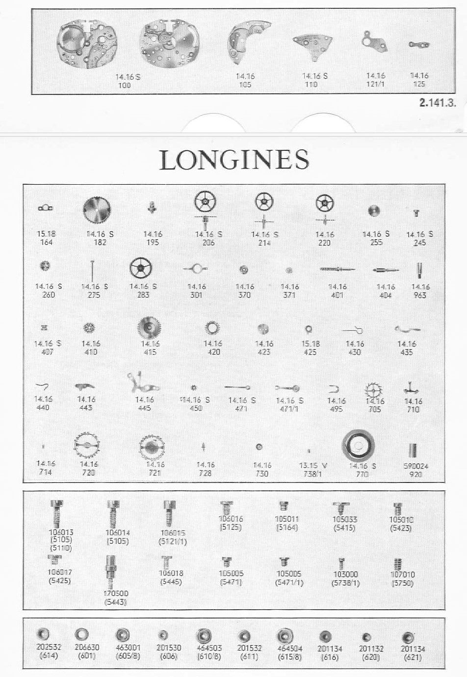Longines Vintage Watch Movement PART SHEETS Repairs Data PDF Files