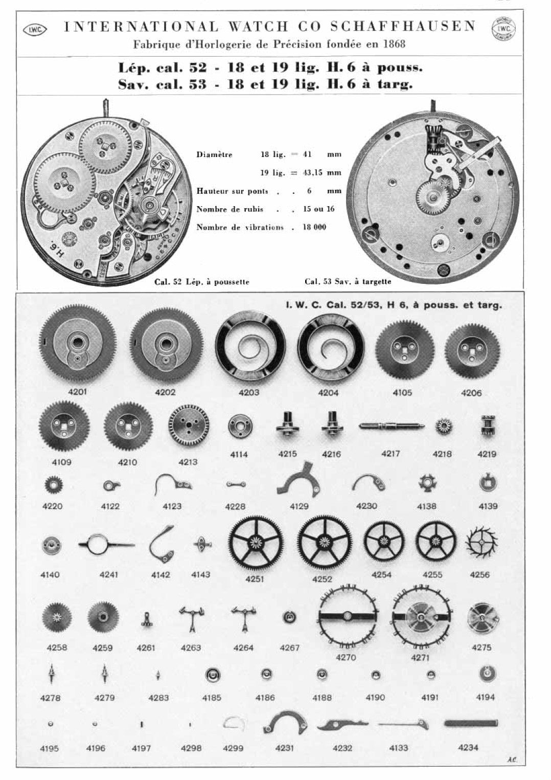 IWC Vintage Watch Movement Technical PART SHEETS Repairs Data PDF Files