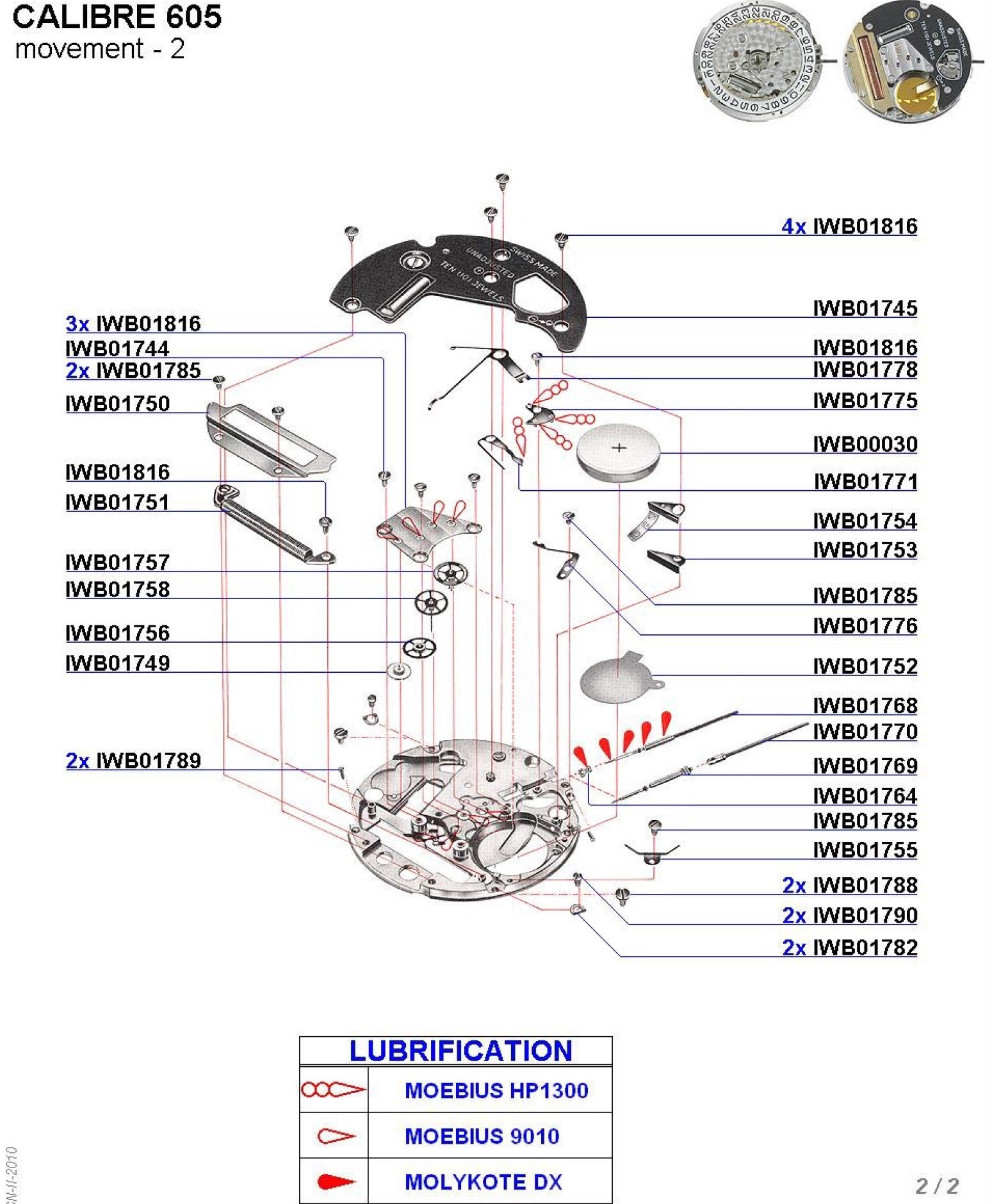 IWC Vintage Watch Movement Technical PART SHEETS Repairs Data PDF Files