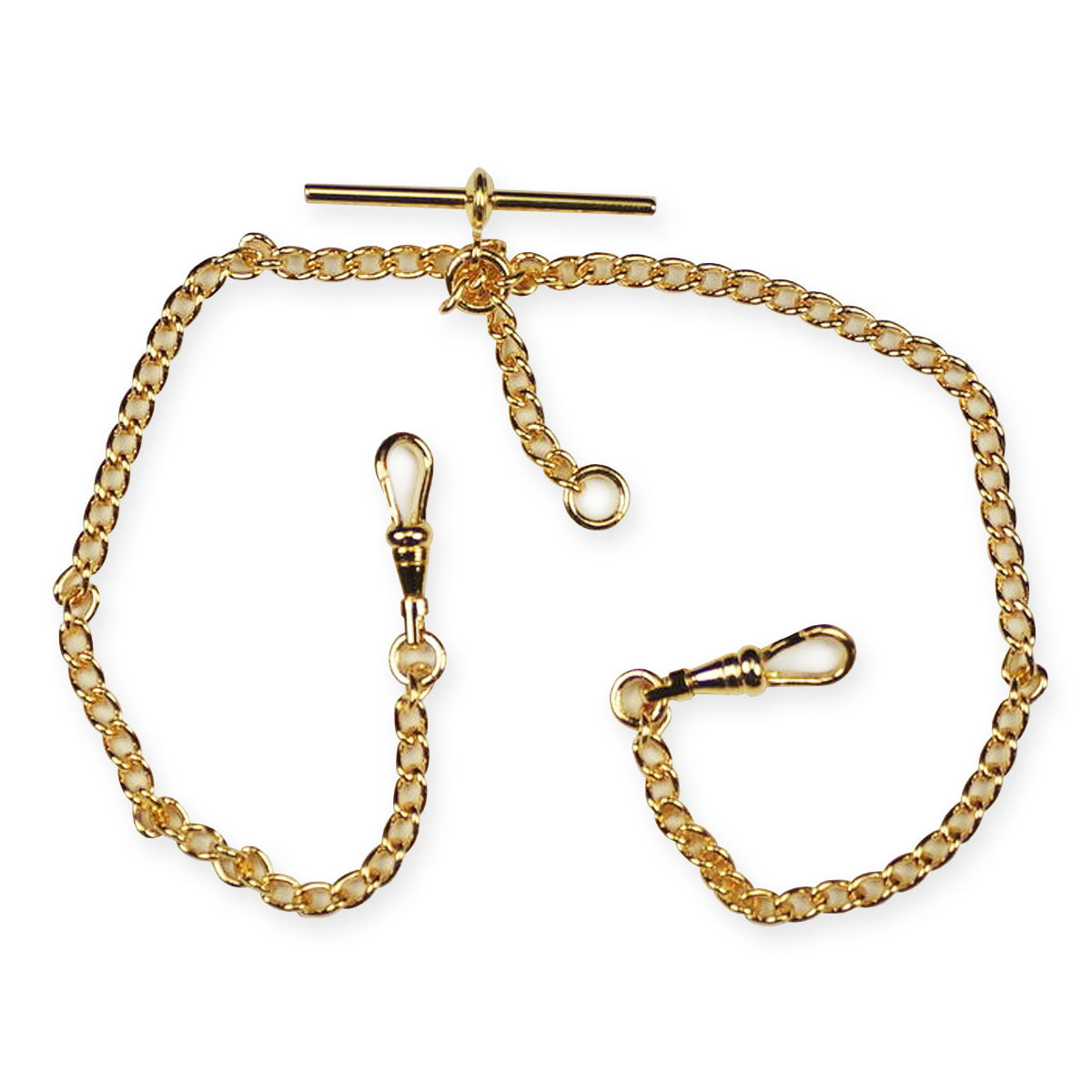 QUALITY Gold plated double albert chain pocketwatch chain fob watch T bar NEW