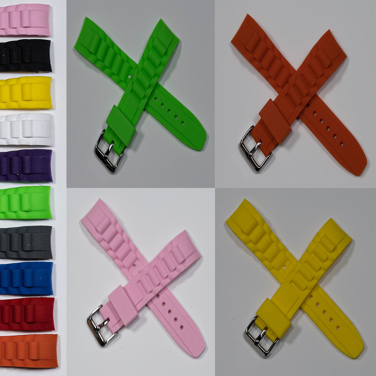 Curved End Rubber Ice Watch Strap Band Divers Sports 17mm 20mm 22mm Replacement