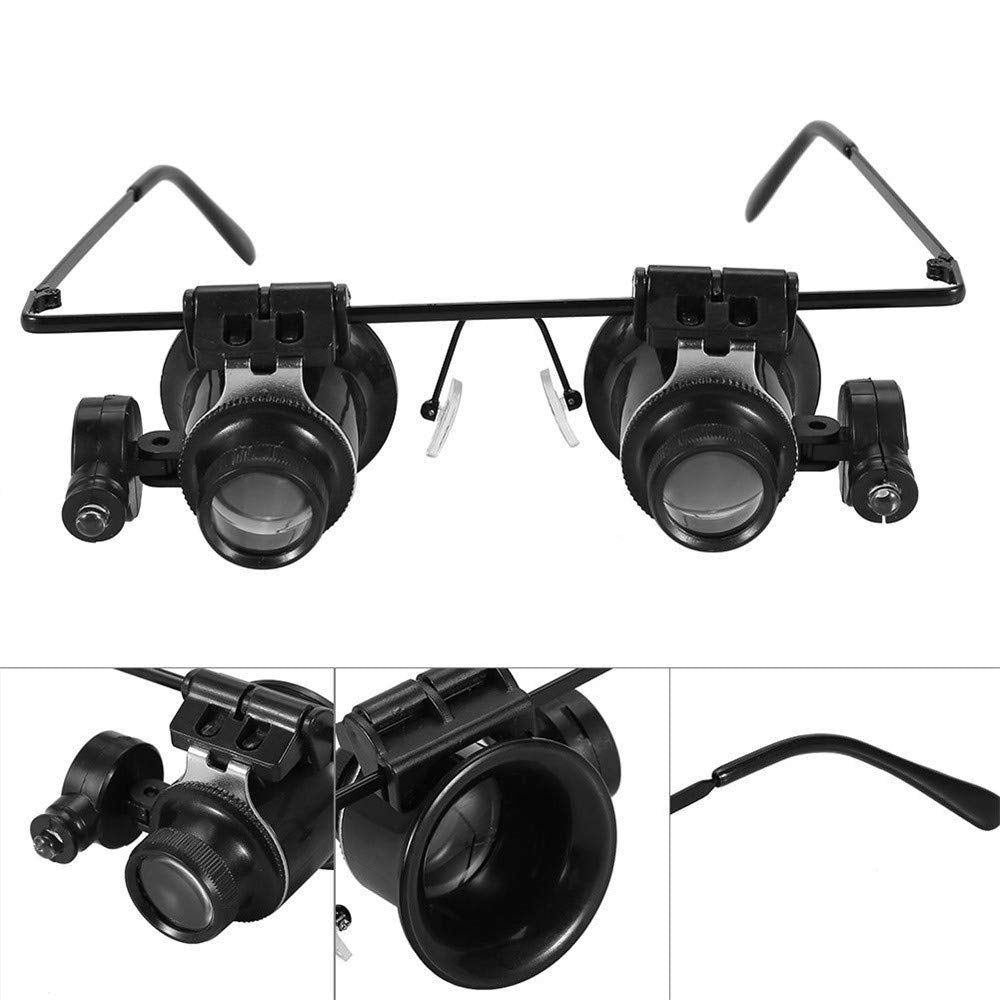 20x Magnification Eyeglass Loupes Watchmakers LED Light Loupe Eyeglass Magnifier