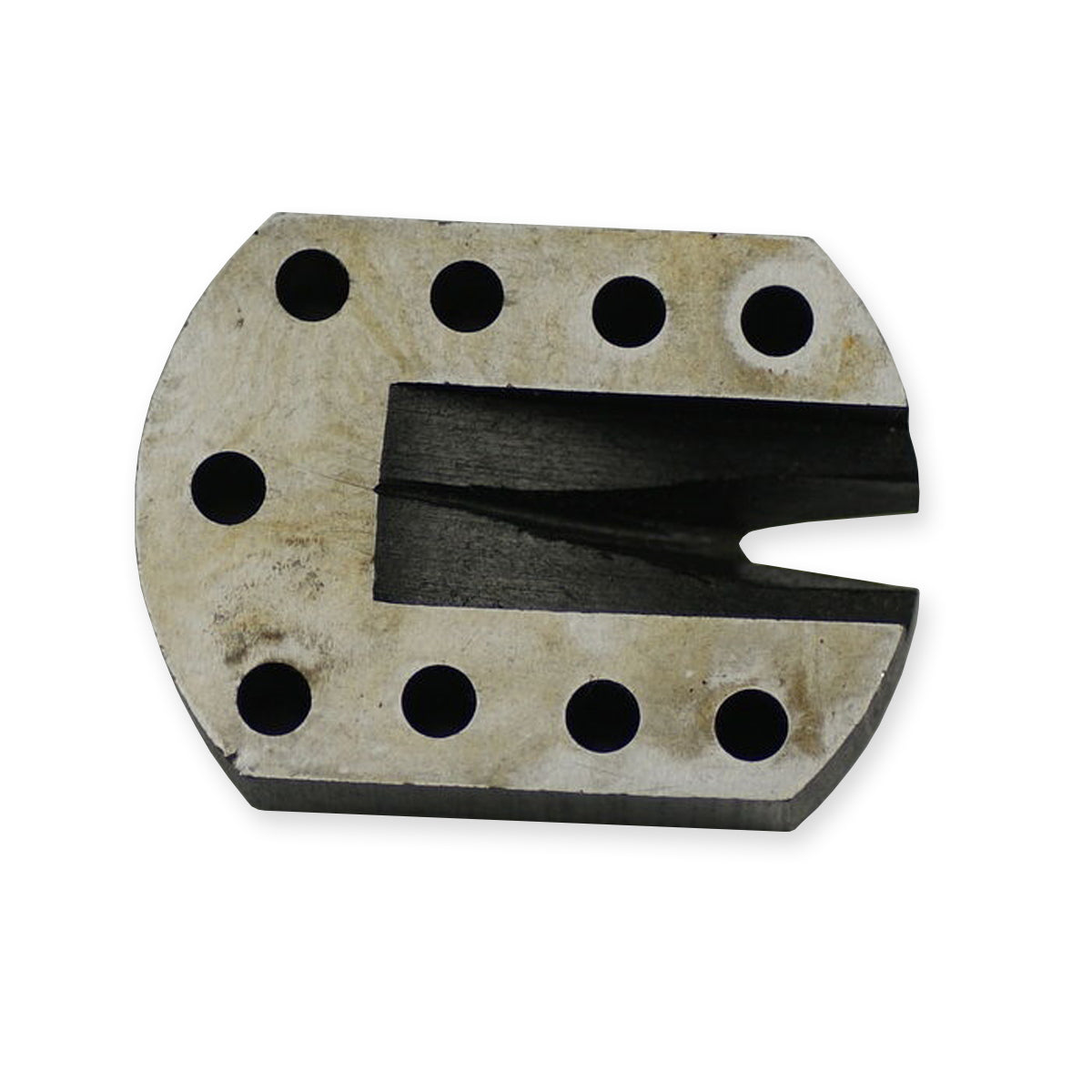 Small hardened steel SLOT ANVIL with V-slot and 9 holes for staking & rivetting