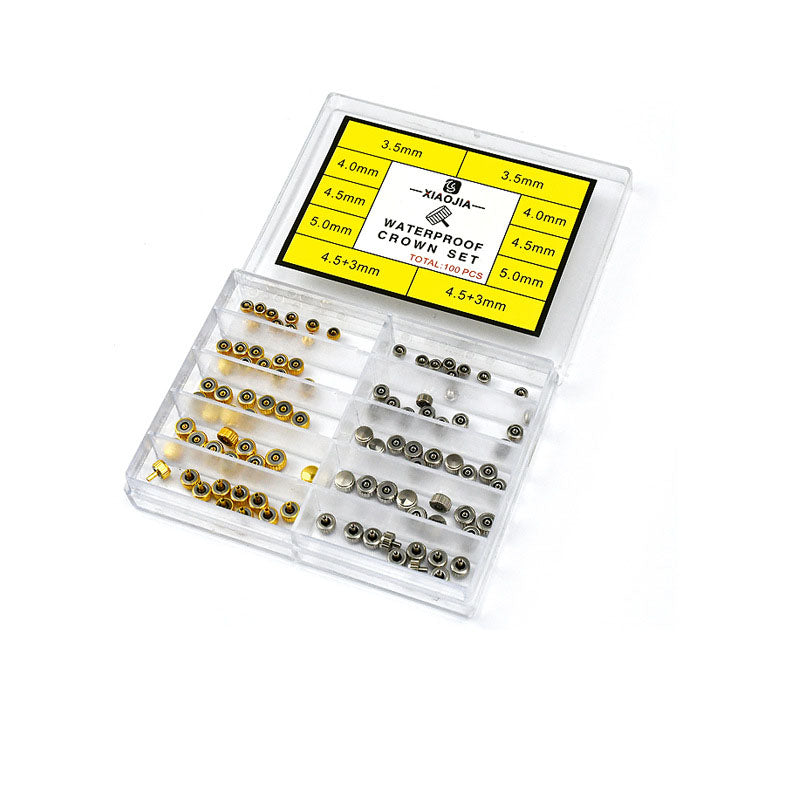 100x Waterproof Watch Crowns Spares Repairs Part Watchmakers 3.5mm - 5mm Set New