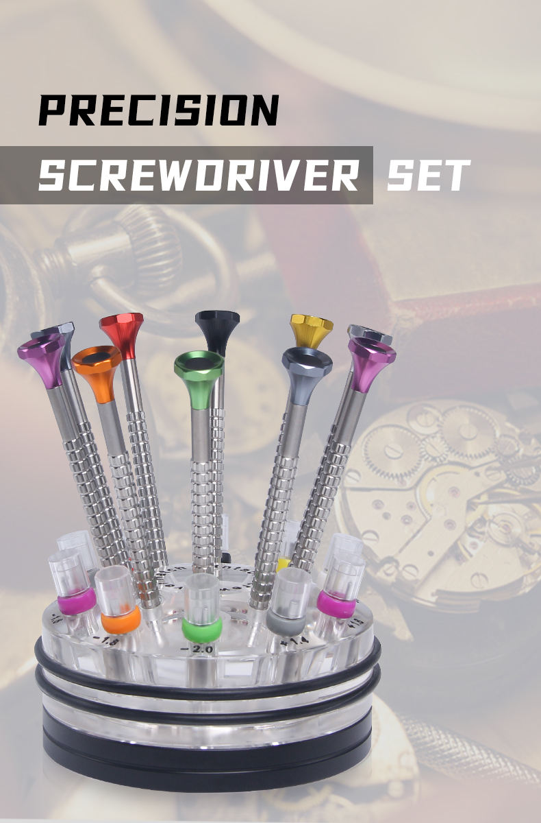 Professional Watchmakers Screwdrivers Set 9 & Base Watch Repair Hard Steel Tools