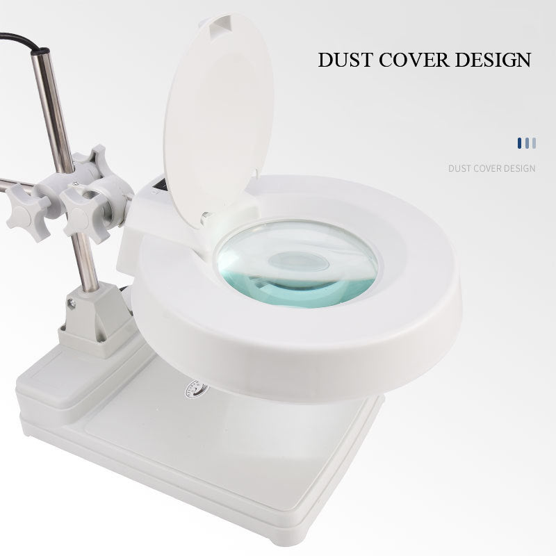 Pro Watchmakers 20x Magnifying Desk Lamp Cover LED Light Glass Magnifier Loupe