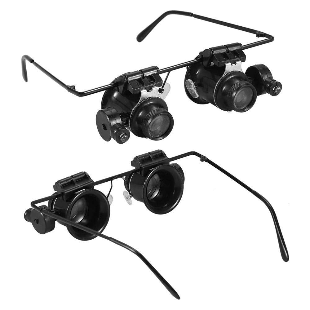 20x Magnification Eyeglass Loupes Watchmakers LED Light Loupe Eyeglass Magnifier