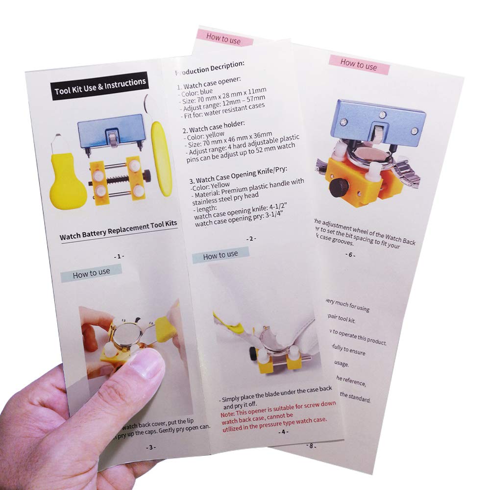 Battery Change Watch Repair Tool Kit Case Holder Opener Knife Replace Batt Screw