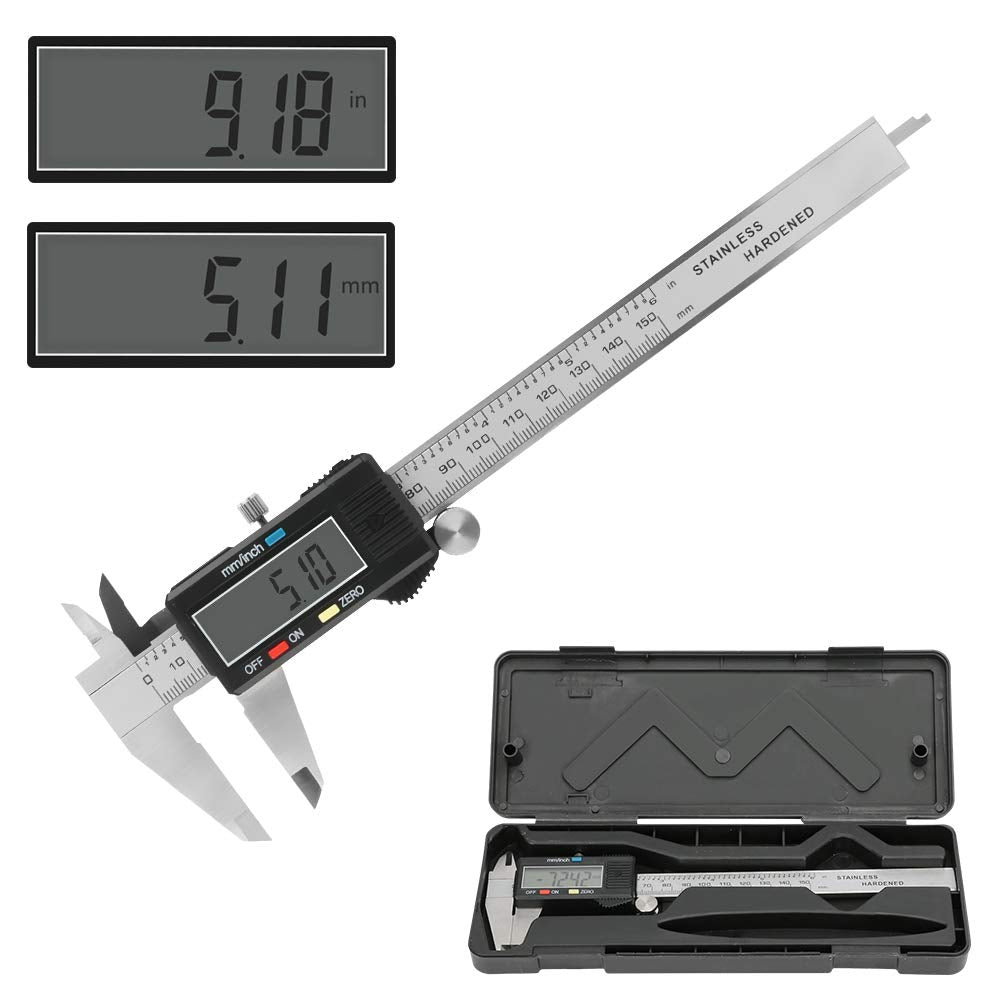 LCD Digital Vernier Measuring Gauge Inch & MM Scale 150mm 6" Watchmakers Steel