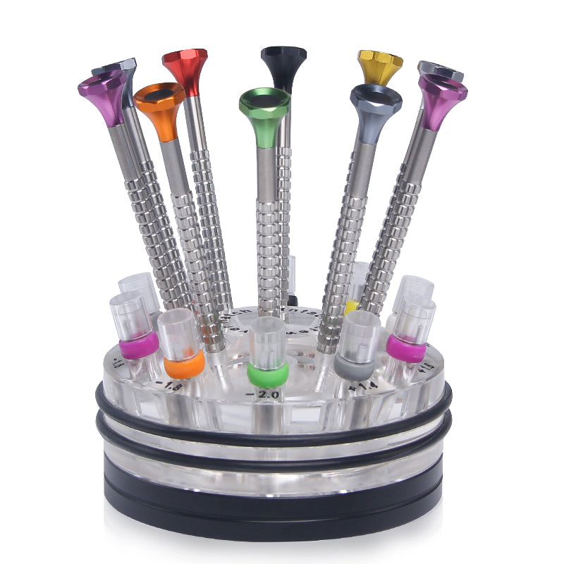 Professional Watchmakers Screwdrivers Set 9 & Base Watch Repair Hard Steel Tools