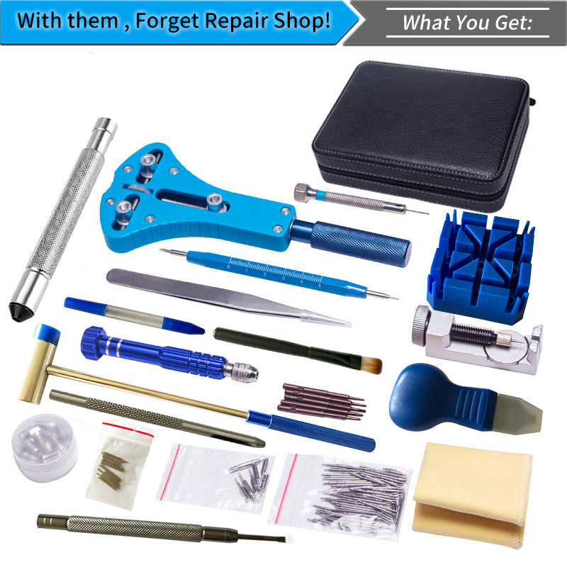 Watch Case Box Holder PU leather & Quality Watchmakers Tool Kit Repair Link New