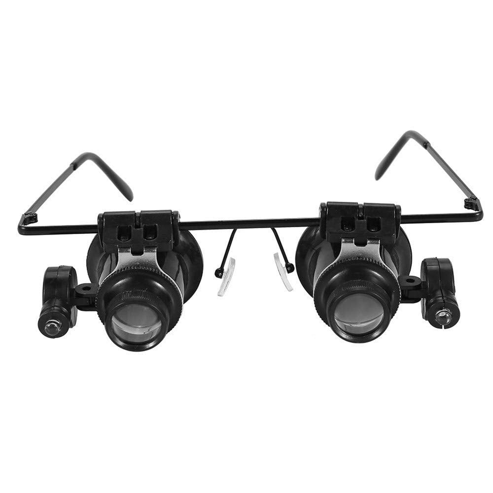 20x Magnification Eyeglass Loupes Watchmakers LED Light Loupe Eyeglass Magnifier