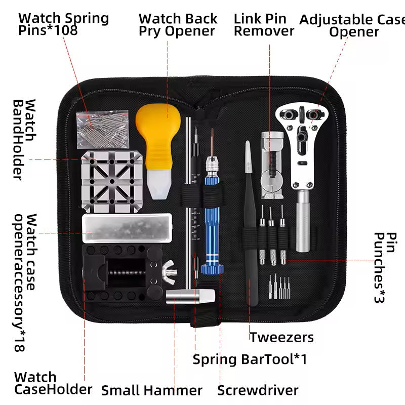 Watch Repair Tool Kit Watchmakers Battery & Strap Case Opener Links
