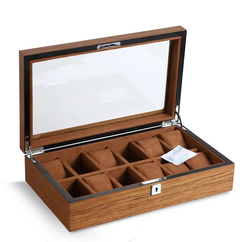 QUALITY Mens Matte Wood Watch Display Case Collection Storage Holder Wooden Box