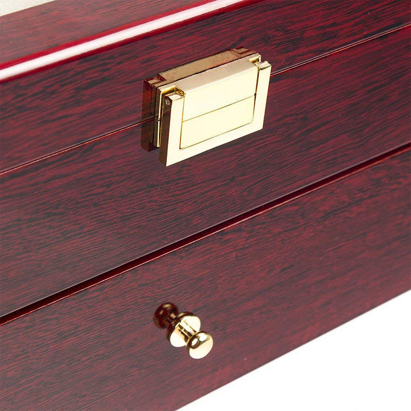 Mens 20 Grids Red Wood Watch Display Case Collection Storage Holder Wooden Box