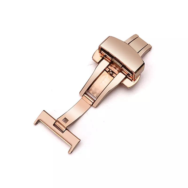 Watch Buckle Clasp Strap Deployment Steel Gold Plate Rose Plated Black Butterfly