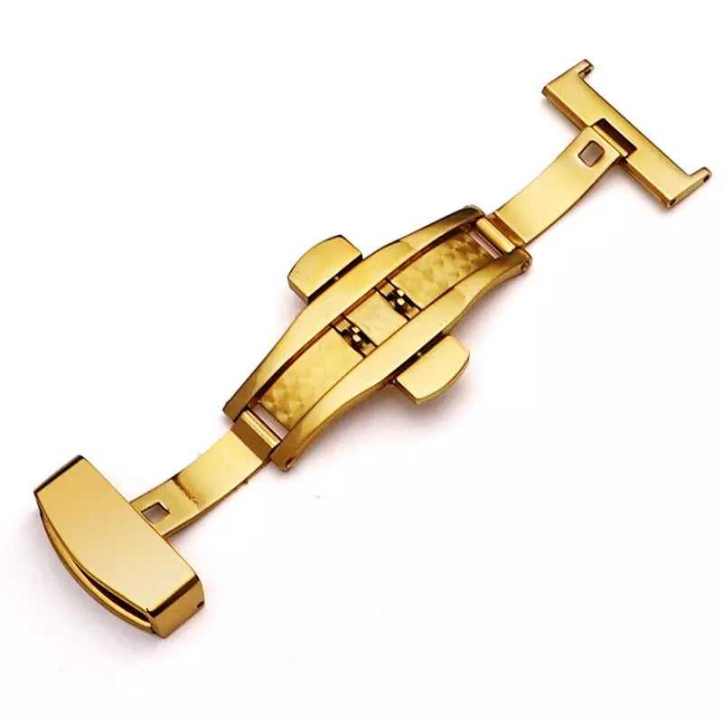 Watch Buckle Clasp Strap Deployment Steel Gold Plate Rose Plated Black Butterfly