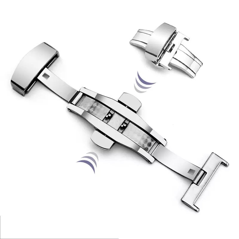 Watch Buckle Clasp Strap Deployment Steel Gold Plate Rose Plated Black Butterfly