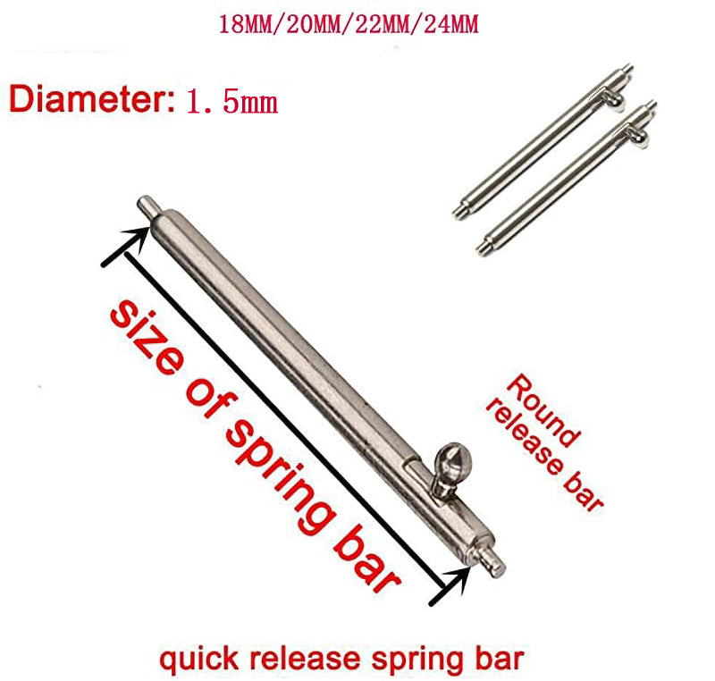2x Quick Release Spring Bars Watch EASY STRAP CHANGE Fit 18mm 20mm 22mm 24mm