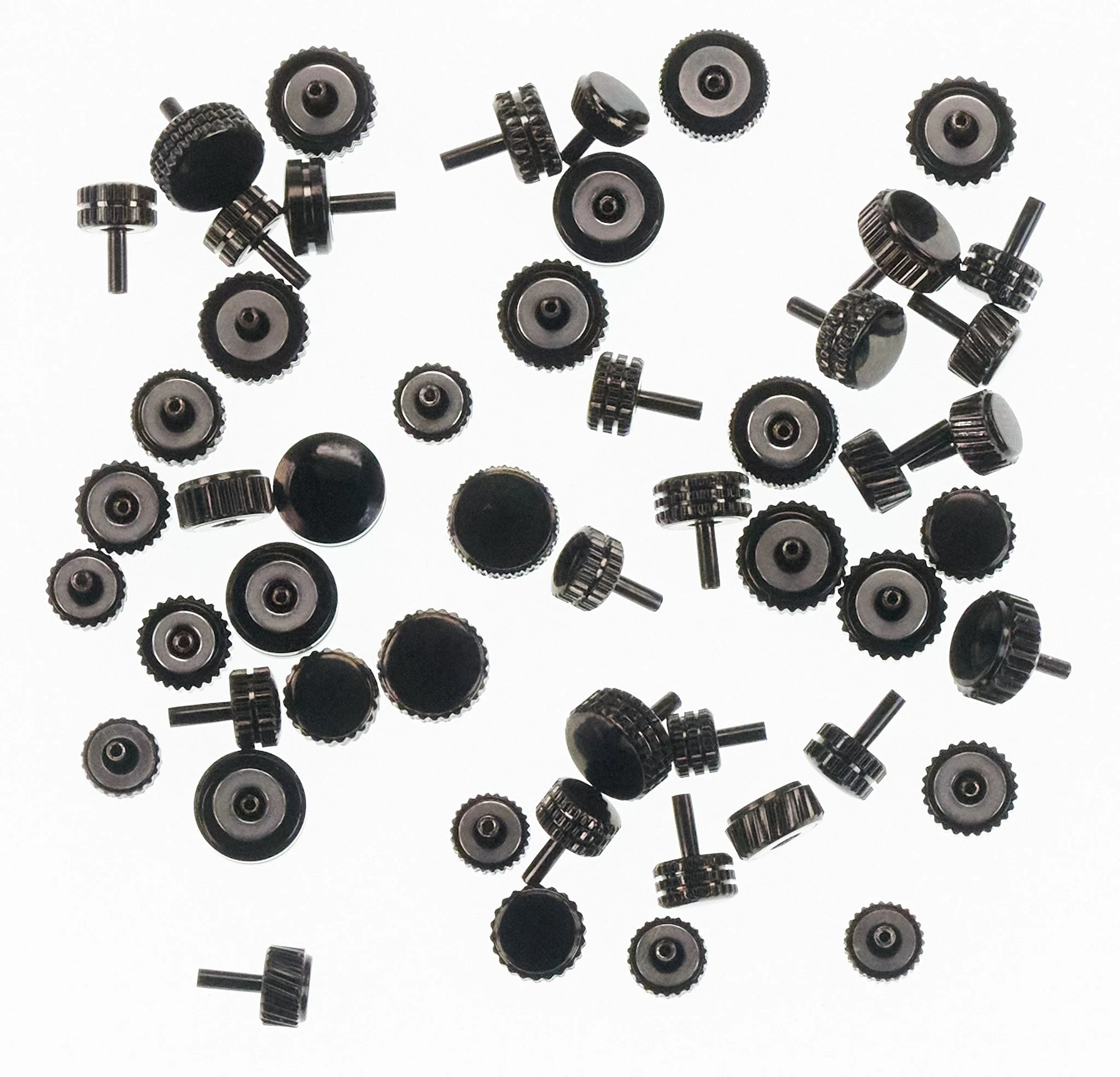Quality Black PVD 50x Watch Crowns Large Size Spares Repairs Parts Watchmakers
