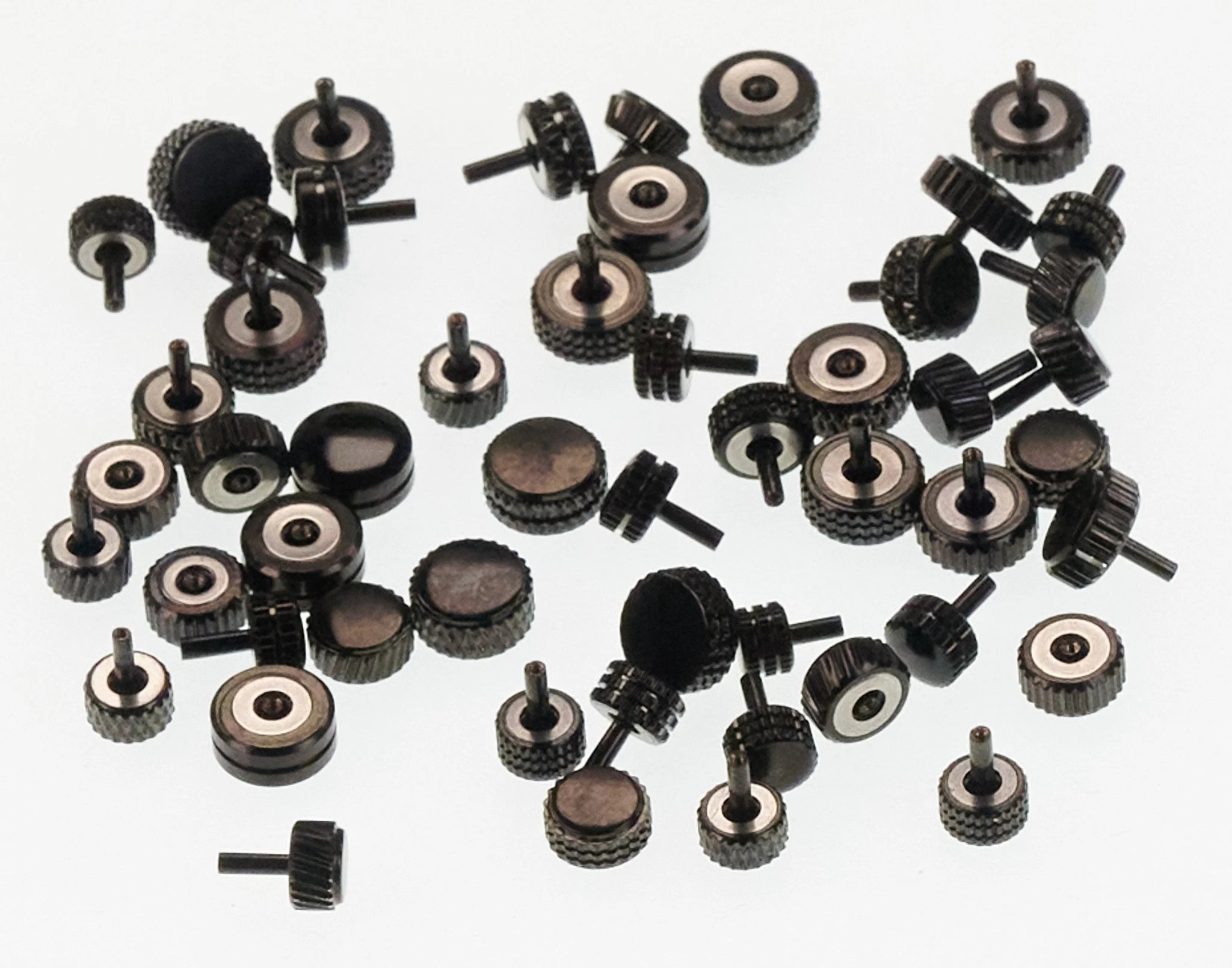 Quality Black PVD 50x Watch Crowns Large Size Spares Repairs Parts Watchmakers