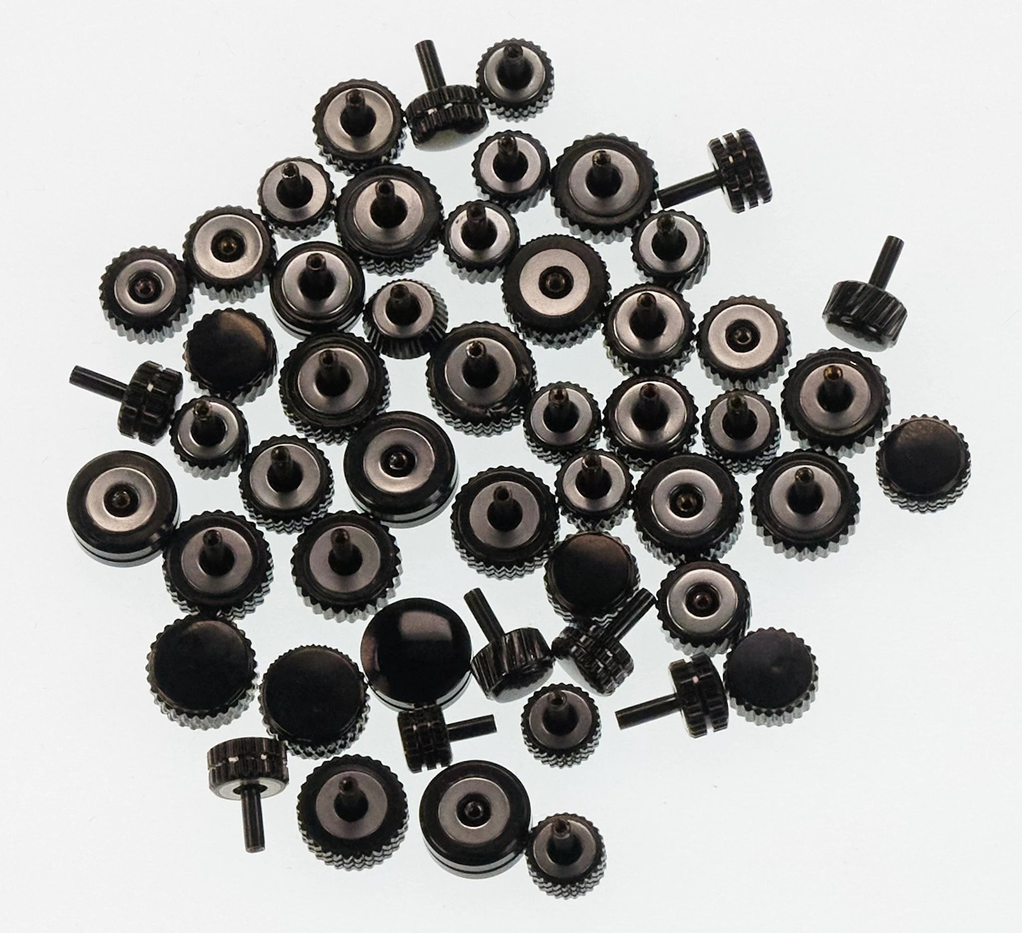 Quality Black PVD 50x Watch Crowns Large Size Spares Repairs Parts Watchmakers