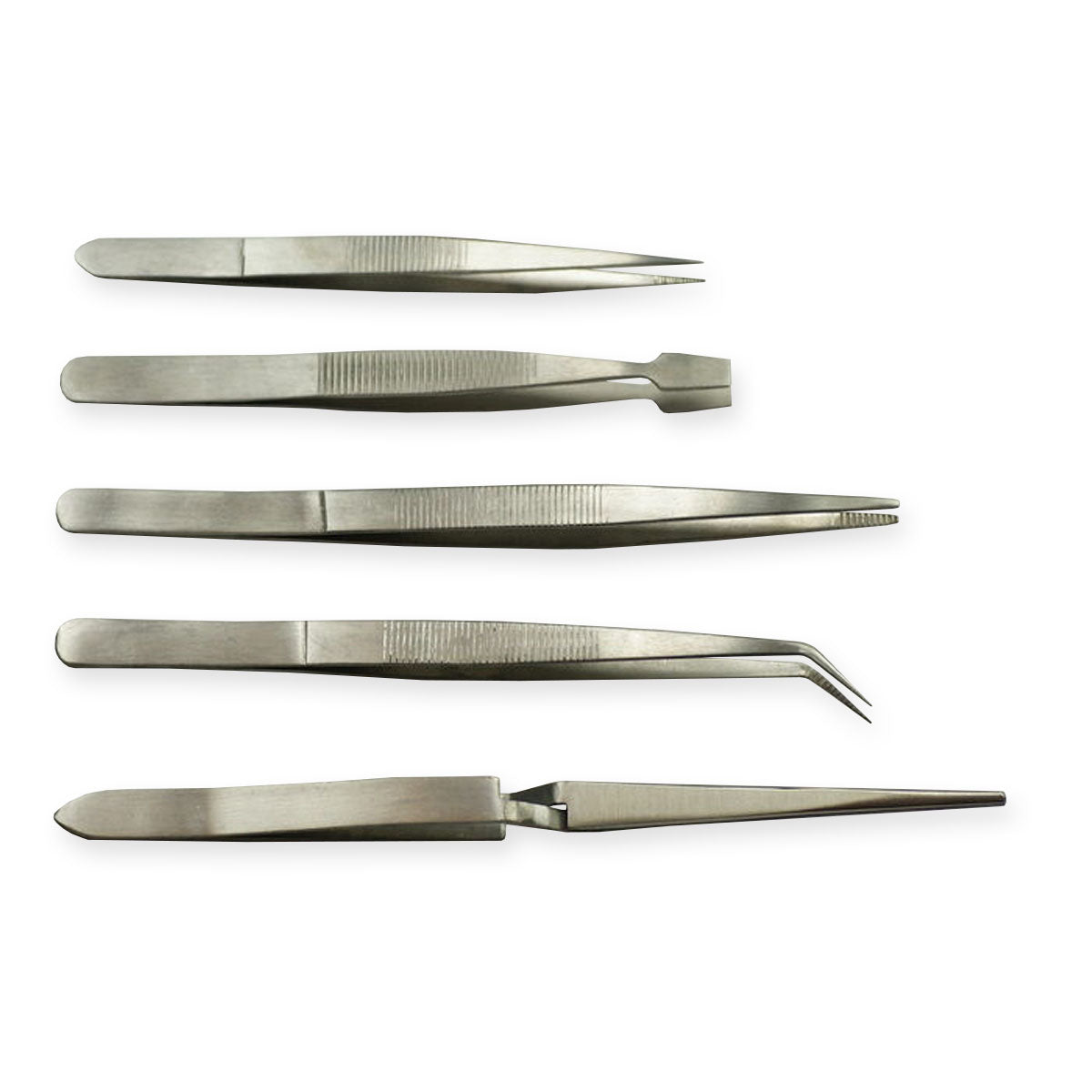 5x Tweezers set stainless steel jewellery making jewellers crafts tools