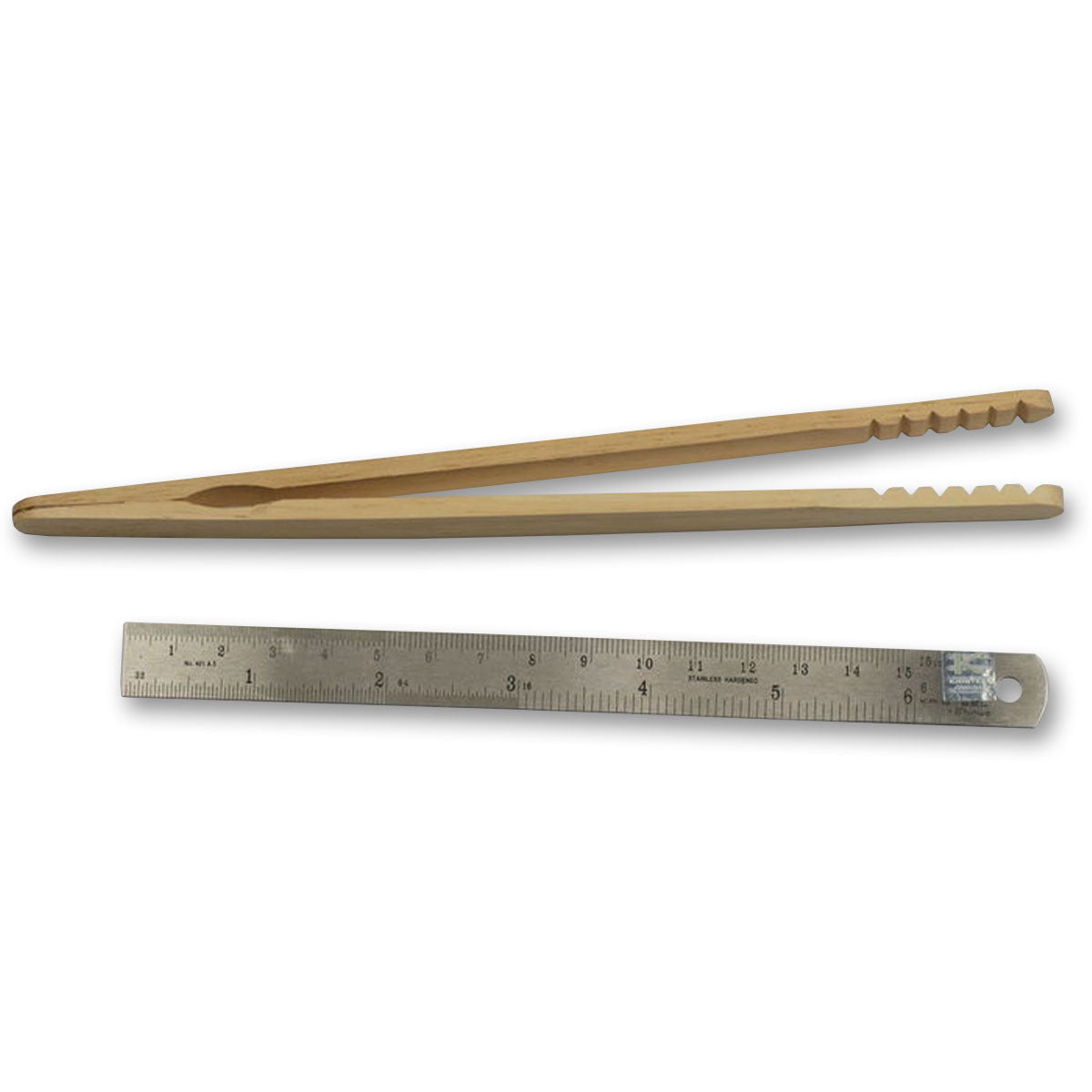 Wood bamboo TWEEZERS large serrated grip wooden 8" arts crafts serrated grip