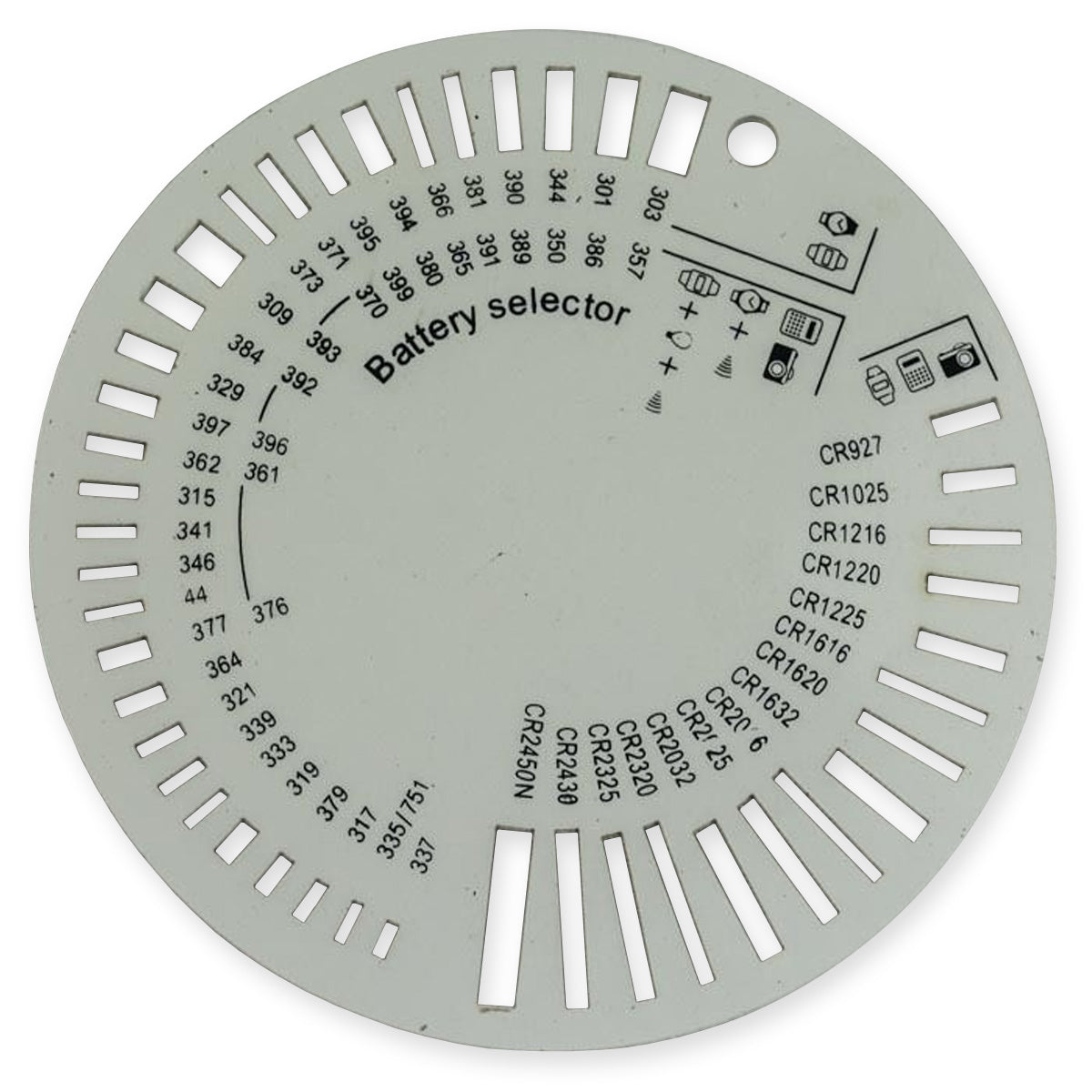 Battery selector chart type gauge watch size tool sizer cell batteries measure