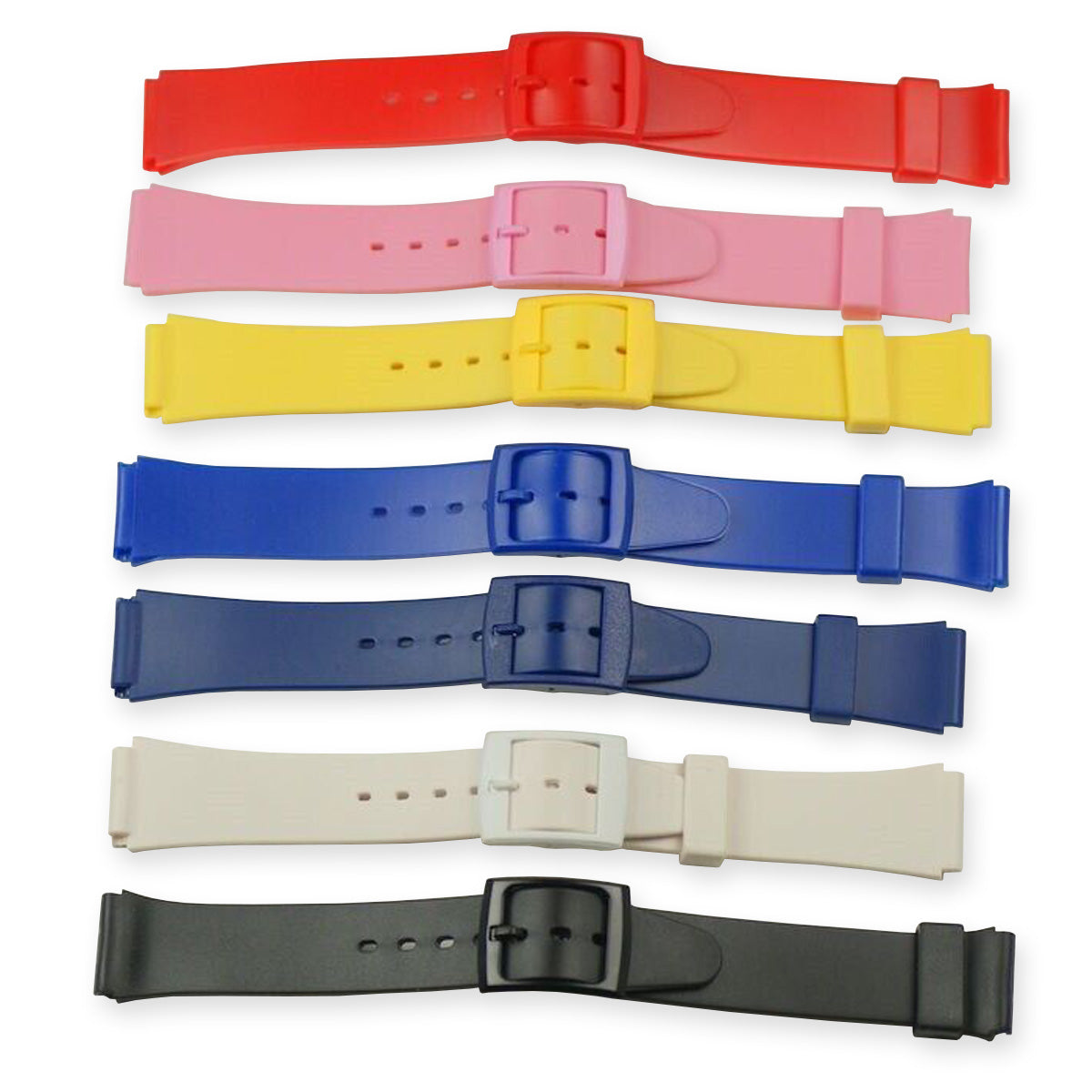 Rubber resin BRIGHT COLOURED value watch straps red pink yellow blue white black