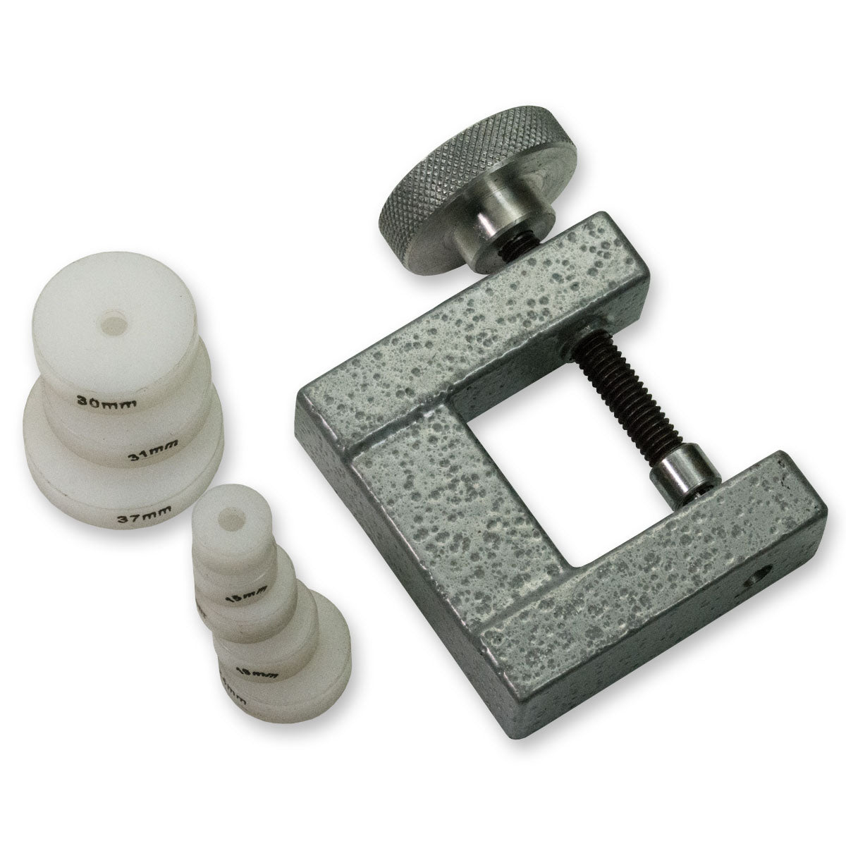 Mineral Watch Glass Crystal Mini Fitting Press Screw Vice 8 Dies Repairs Tool