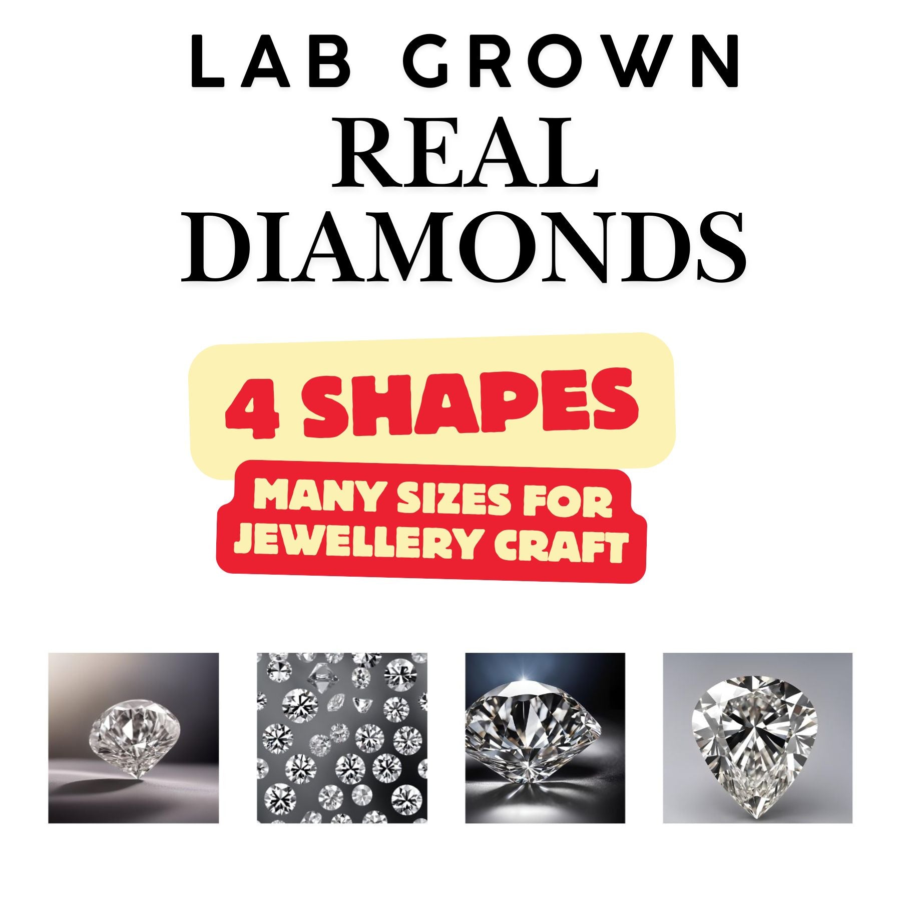 Genuine Diamonds Lab Grown Jewellery Craft Rings Necklaces HPHT Real 4 SHAPES