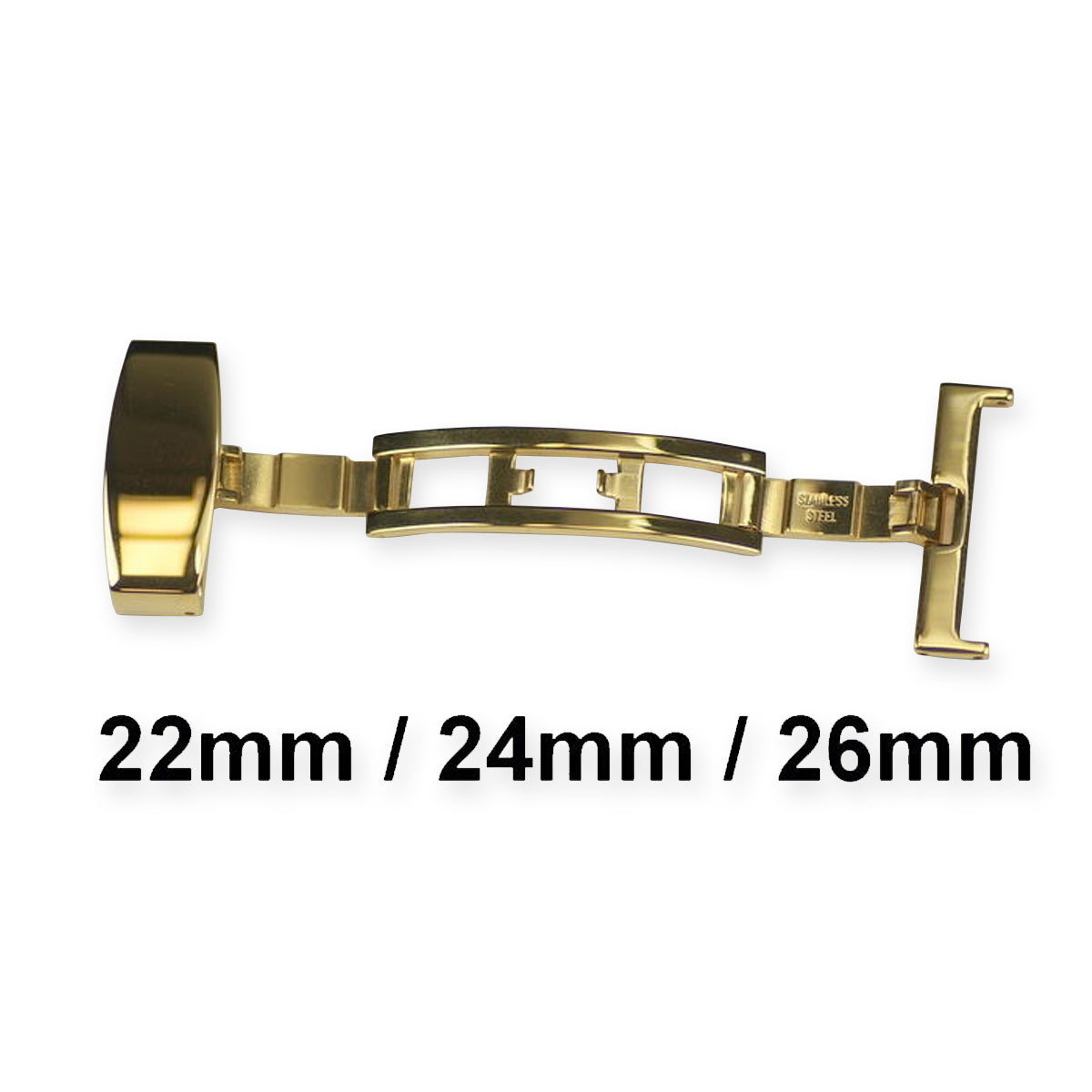 Gold plated deployment butterfly clasp/buckle leather straps bands 22mm 24mm 26m