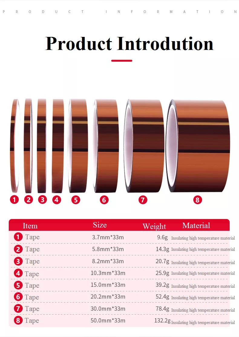 Kapton Polyimide Tape Heat Resistant Adhesive Insulation Watch Polishing Film