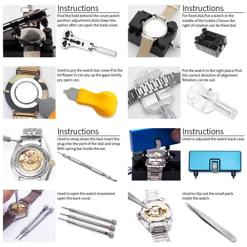 Complete Watch Repair Tool Kit Watchmakers Battery & Strap Case Opener Links New