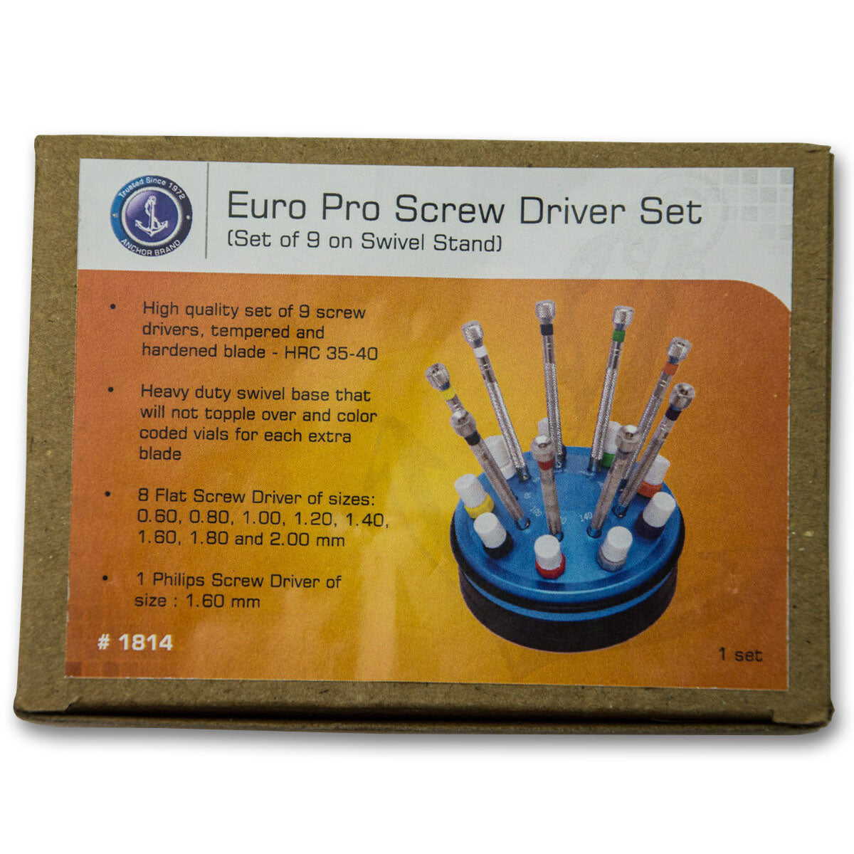 EURO PREMIUM Watchmakers hardened watch screwdrivers set on stand repairs tool