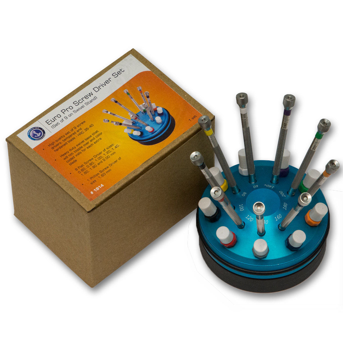 EURO PREMIUM Watchmakers hardened watch screwdrivers set on stand repairs tool