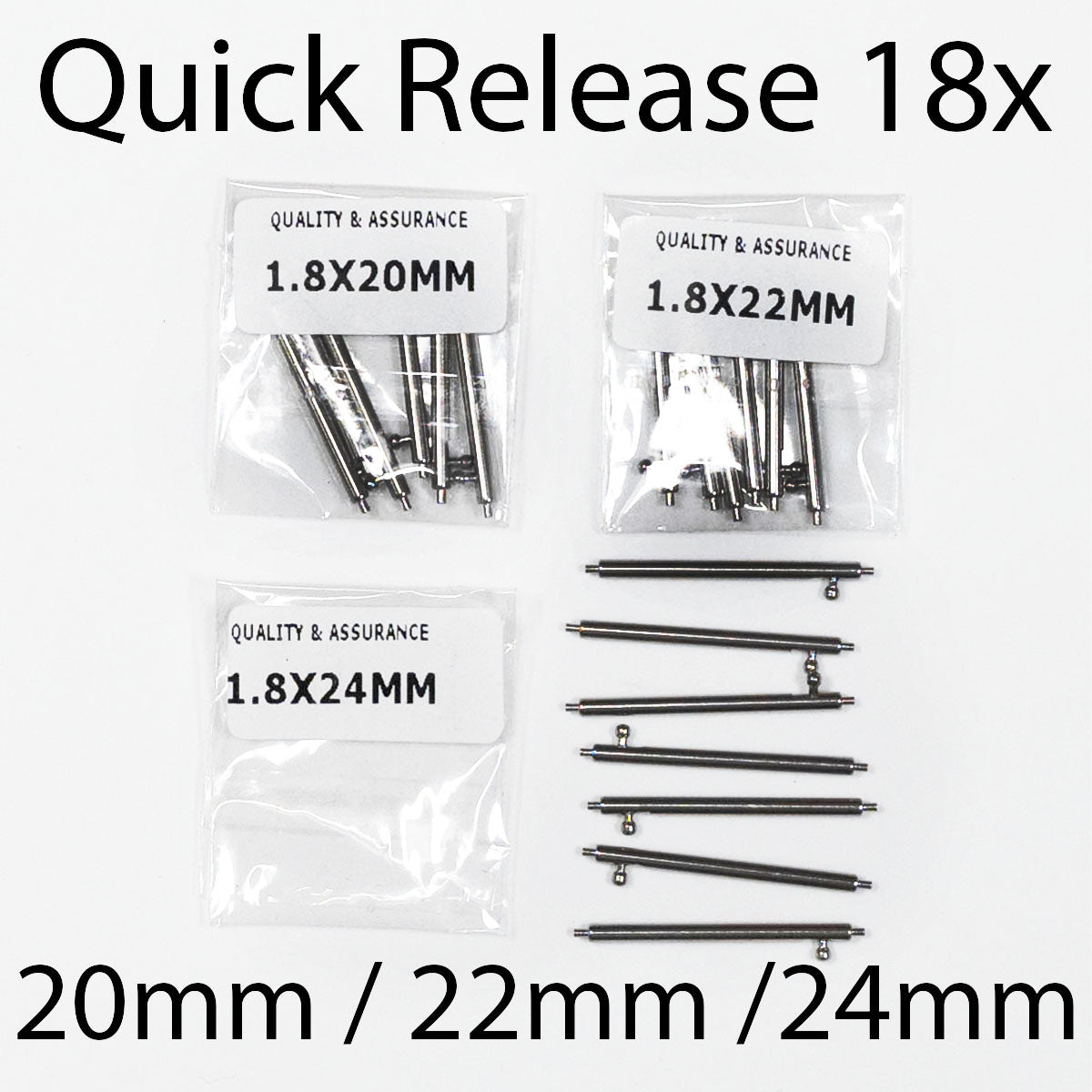 18x Quick Release Spring Bars Watch Strap Easy Fit Heavy Duty 20mm 22mm 24mm Pin