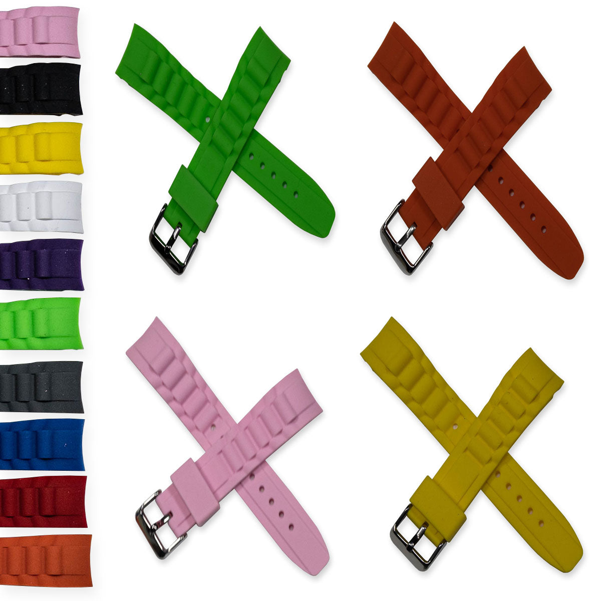 Curved End Rubber Ice Watch Strap Band Divers Sports 17mm 20mm 22mm Replacement