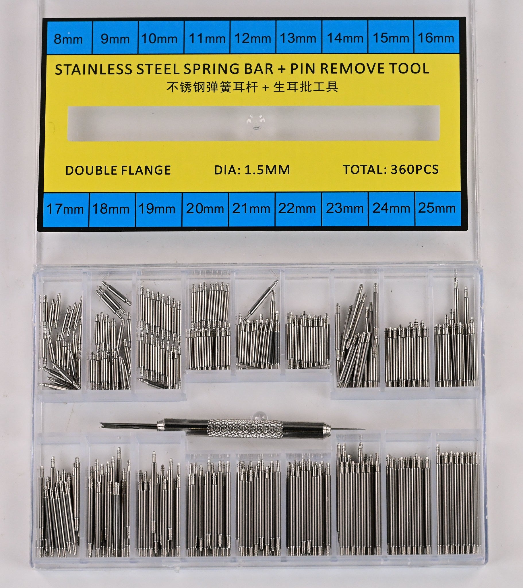 Assortment Watch Spring Bars + FITTING TOOL  Straps Repairs Watchmakers 8 - 25mm