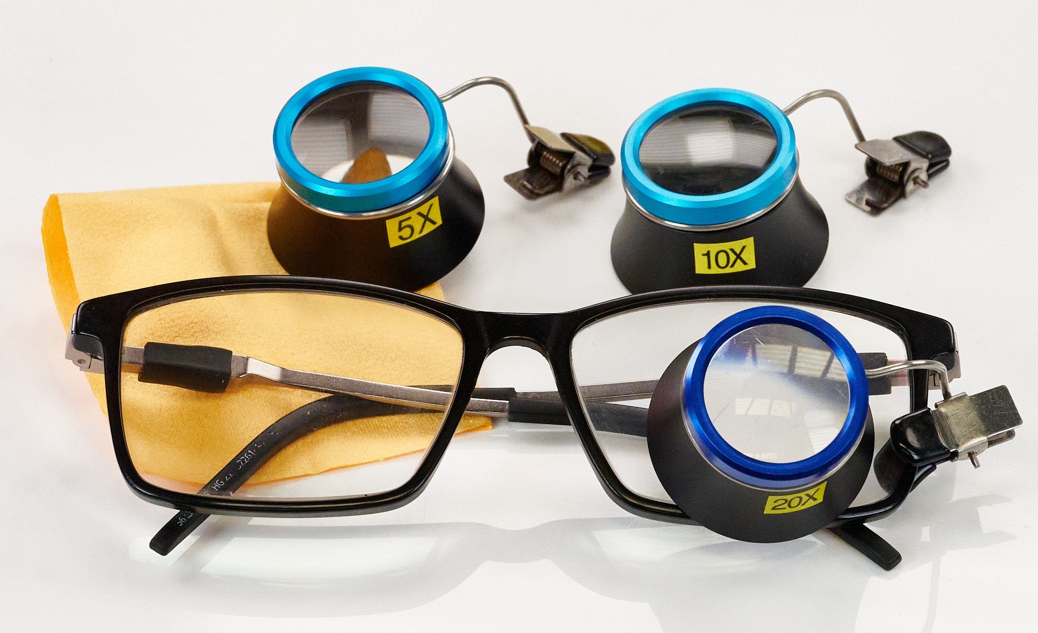 QUALITY Glasses Eye Loupes Clip On Magnifier Eyeglass Spectacles 5x 10x 20x Set